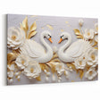 Glam Wall Art - Elegant Swans and Golden Florals on White Background