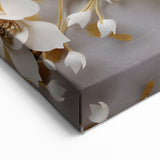 Glam Wall Art - Elegant Swans and Golden Florals on White Background