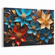 Glam Wall Art - Vibrant 3D Florals in Blue, Gold, and Red Tones