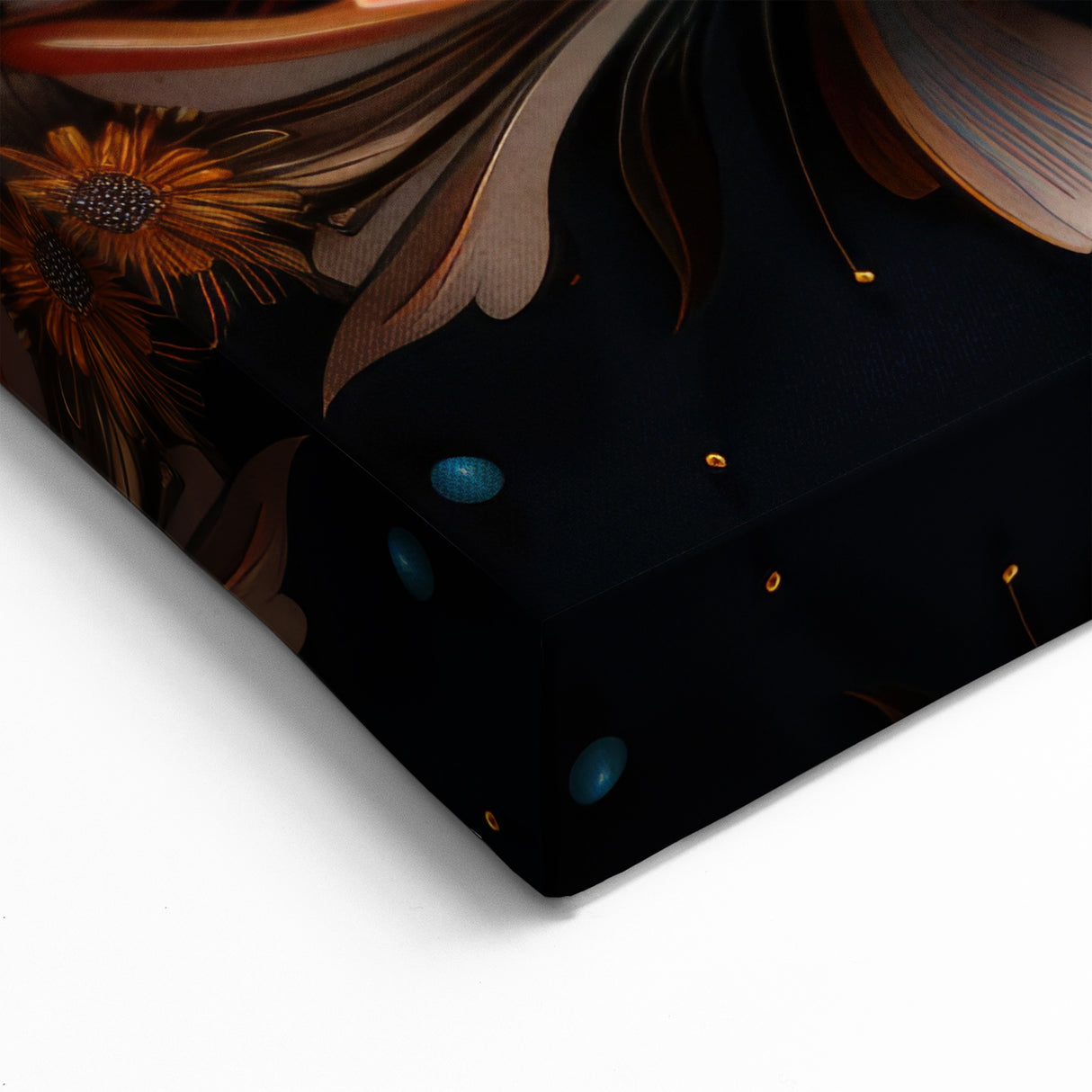 Glam Wall Art - Vibrant 3D Florals in Blue, Gold, and Red Tones