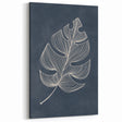 Mid Century Modern Art - Minimalist Geometric Leaf Decor on Dark Blue