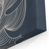 Mid Century Modern Art - Minimalist Geometric Leaf Decor on Dark Blue