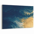 Glam Wall Art - Abstract Gold and Deep Blue Flowing Wave Design