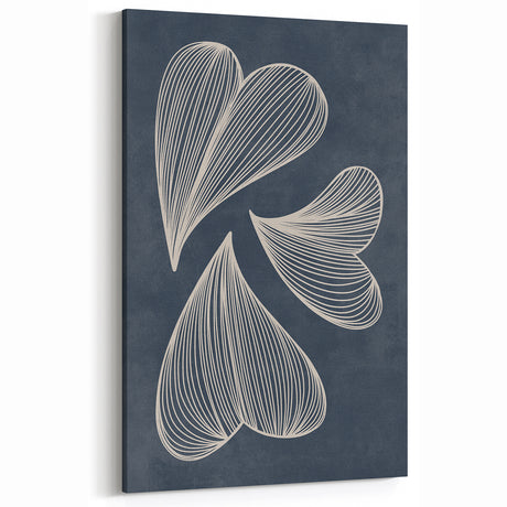 Mid Century Modern Art - Retro Abstract Geometric Leaf Design in Blue