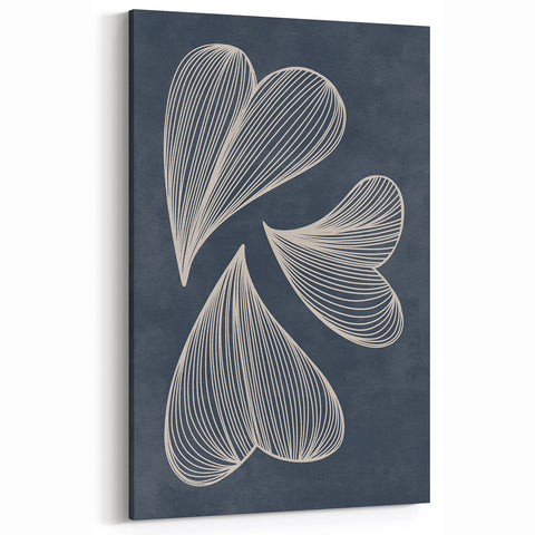 Mid Century Modern Art - Retro Abstract Geometric Leaf Design in Blue