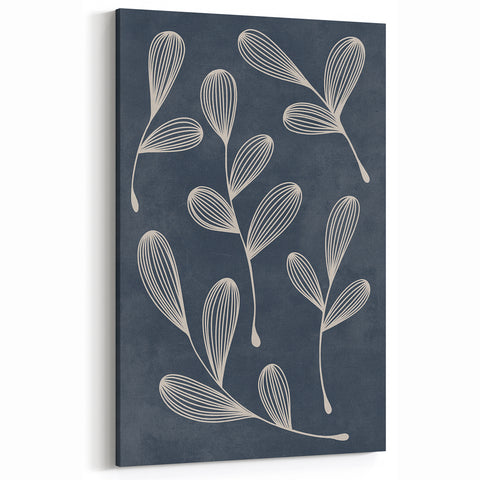 Mid Century Modern Art - Abstract Retro Leaf Pattern in Minimalist Style