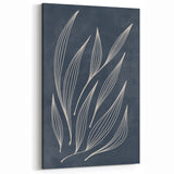 Mid Century Modern Art - Minimalist Abstract Leaf Design in Navy Blue