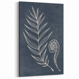 Mid Century Modern Art - Retro Minimalist Botanical Design in Navy Blue