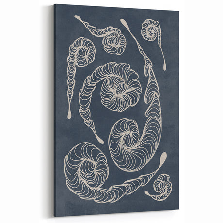 Mid Century Modern Art - Retro Spiral Geometric Design in Navy Blue