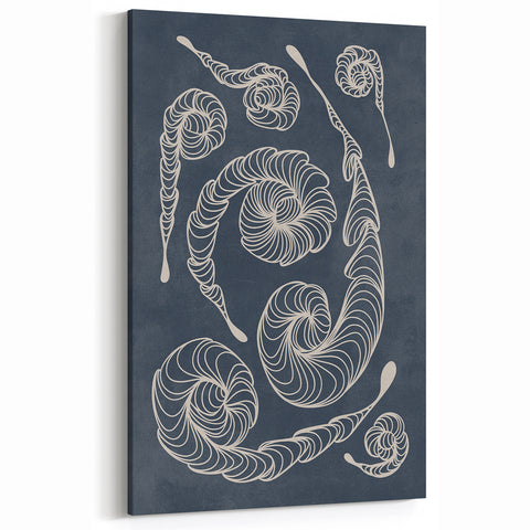 Mid Century Modern Art - Retro Spiral Geometric Design in Navy Blue