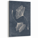 Mid Century Modern Art - Retro Minimalist Ginkgo Leaf Design in Blue
