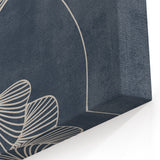 Mid Century Modern Art - Retro Minimalist Ginkgo Leaf Design in Blue