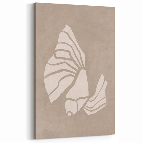 Mid Century Modern Art - Retro Minimalist Shell Design in Beige Tones