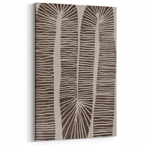 Mid Century Modern Art - Retro Minimalist Abstract Line Design in Brown