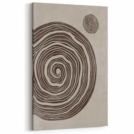 Mid Century Modern Art - Retro Minimalist Spiral Design in Brown Tones