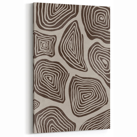 Mid Century Modern Art - Retro Minimalist Geometric Spiral Design in Brown