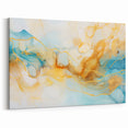 Abstract Glam Wall Art - Fluid Blue and Gold Accents on Canvas