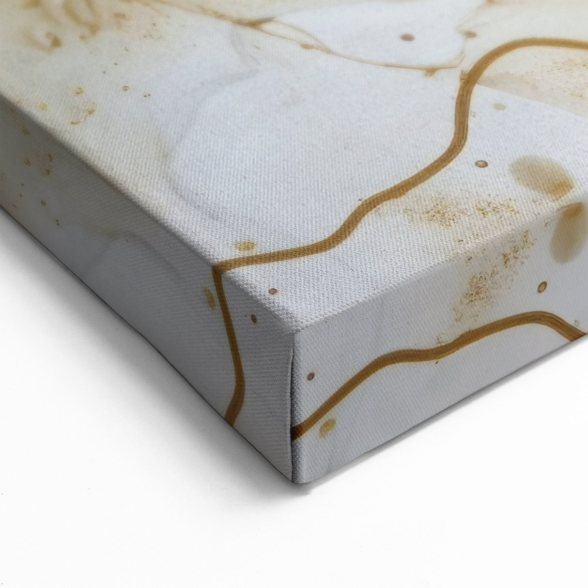 Elegant Abstract Wall Art - Fluid Gold and Blue Accents on Canvas