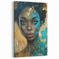 Glamorous Portrait Art - Gold and Teal Accents in Bold Abstract Style