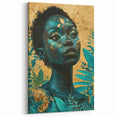Teal and Gold Bold Portrait Art - Glam Luxe Wall Décor