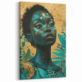 Teal and Gold Bold Portrait Art - Glam Luxe Wall Décor
