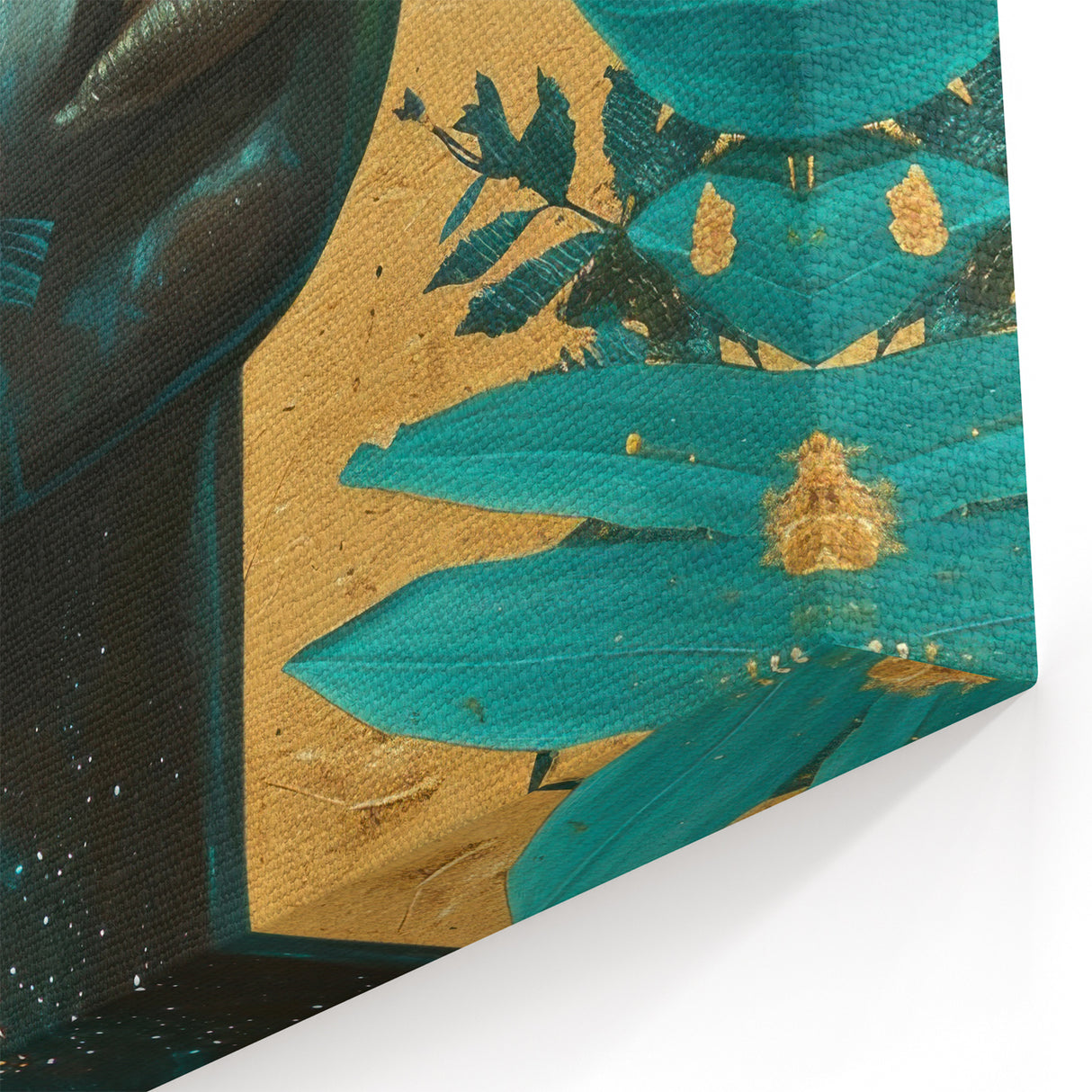 Teal and Gold Bold Portrait Art - Glam Luxe Wall Décor
