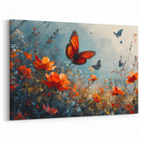 Bold Butterfly & Poppies Wall Art - Nature-Inspired Glam Design