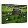 Rustic Wall Art - Farmhouse Barn Landscape with Rolling Green Hills