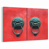 Shanghai Red Door Wall Art - Traditional Chinese Door Knocker Print