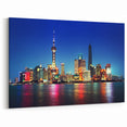 Shanghai Night Skyline Wall Art - Illuminated Cityscape Canvas