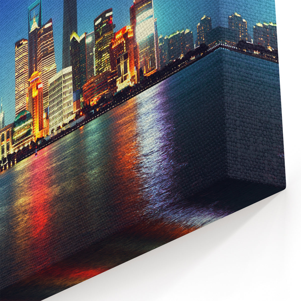 Shanghai Night Skyline Wall Art - Illuminated Cityscape Canvas