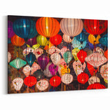Chinese Art Decor - Vibrant Lantern Display Canvas from Shanghai Market