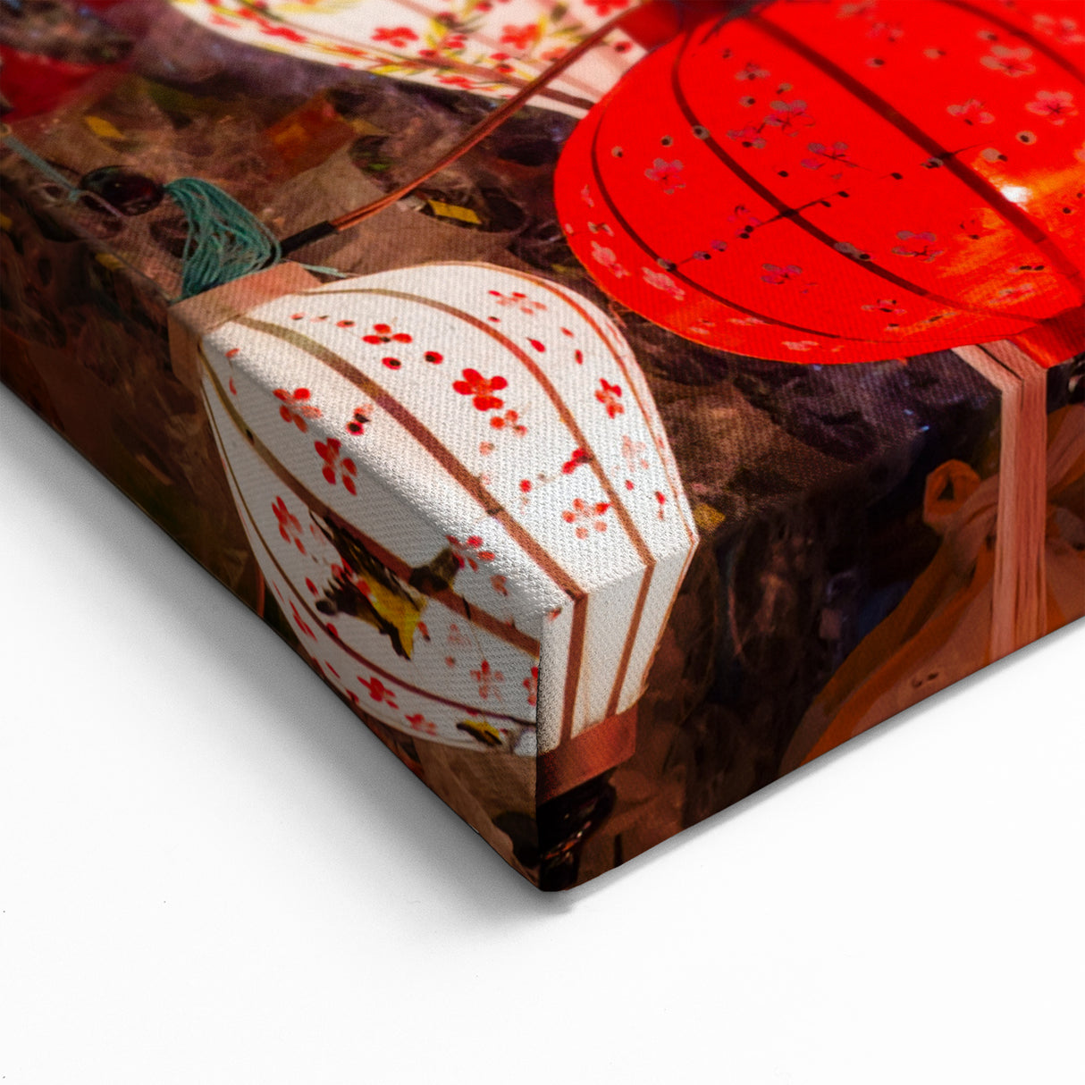 Chinese Art Decor - Vibrant Lantern Display Canvas from Shanghai Market