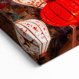 Chinese Art Decor - Vibrant Lantern Display Canvas from Shanghai Market