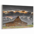 Rustic Wall Art - Barn and Mountain Landscape with Dramatic Sky