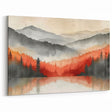 Misty Autumn Forest - Reflected Landscape Wall Art in Gray and Red