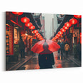 Shanghai Cityscape Canvas - Chinese Lanterns and Umbrella Wall Art Print