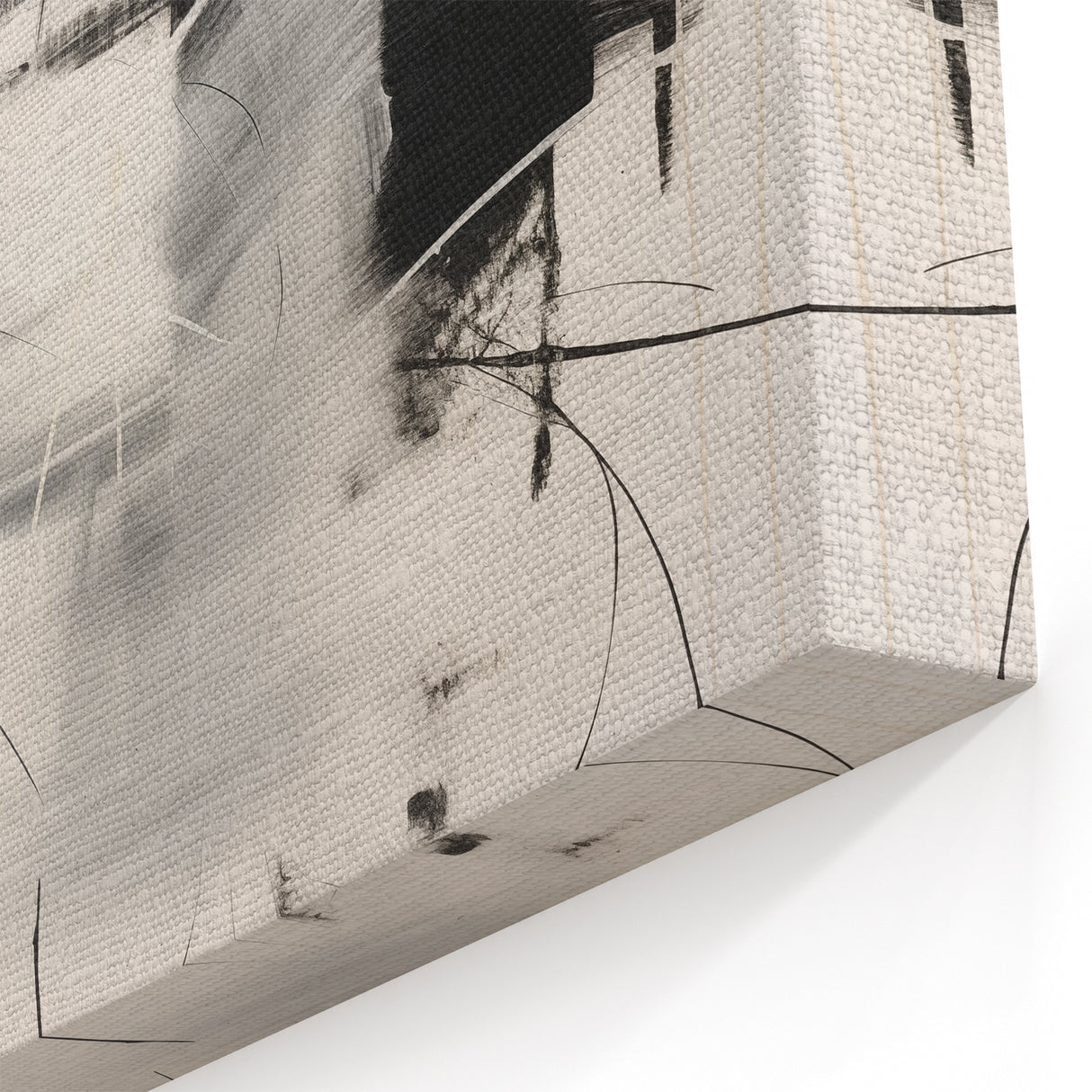 Abstract Minimalist Wall Art - Black and White Dynamic Brushstroke Art