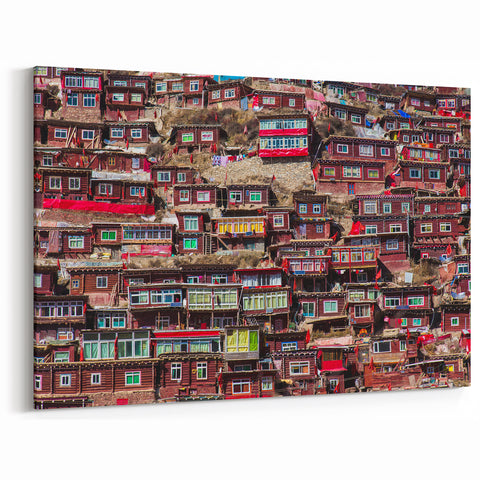 Tibetan Scenery Art - Vibrant Tibetan Village Canvas and Framed Prints