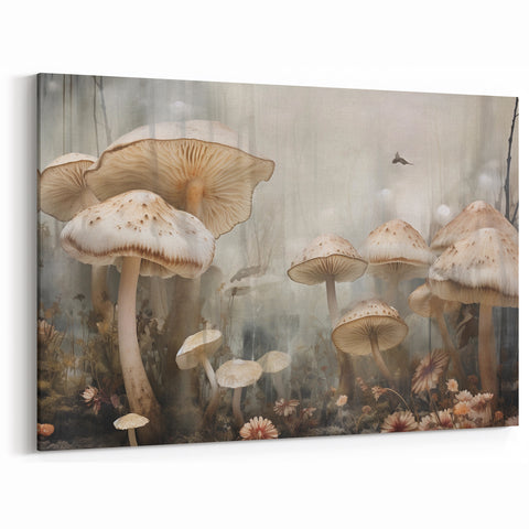 Calm Forest Mushroom Wall Art - Botanical Nature Canvas Print