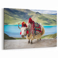 Acrylic Tibet Artwork - Decorated Tibetan Yak by Lake Canvas and Prints