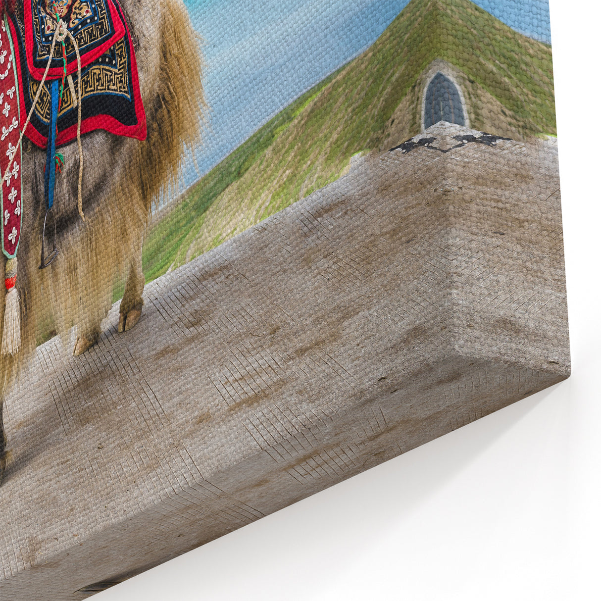Acrylic Tibet Artwork - Decorated Tibetan Yak by Lake Canvas and Prints