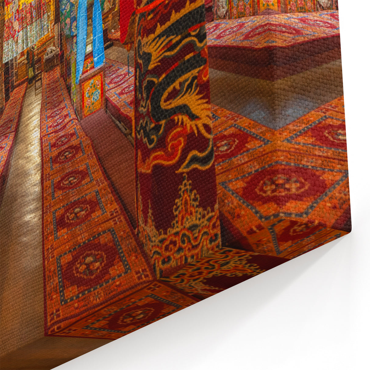 Vibrant Tibetan Wall Art - Traditional Monastery Interior