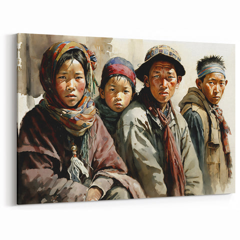 Traditional Tibet Wall Art - Portrait of Tibetan Locals