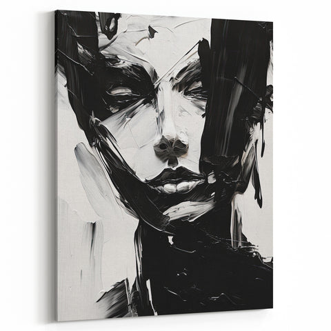 Bold Minimalist Portrait Wall Art - Black and White Abstract Expression