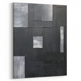 Geometric Minimalist Wall Art - Textured Black and Gray Abstract Design
