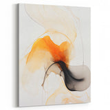 Minimalist Abstract Wall Art - Flowing Orange and Black Fluid Design