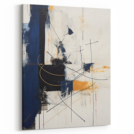 Bold Abstract Geometric Wall Art - Navy, Black, and Gold Modern Design