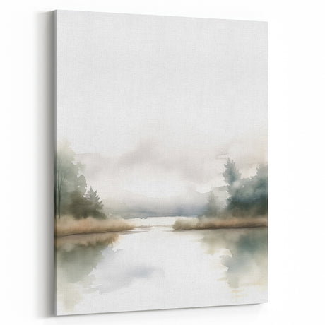 Minimalist Watercolor Landscape Wall Art - Tranquil Nature Scene