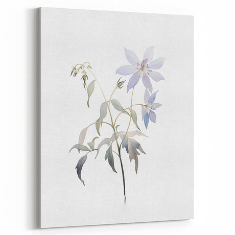 Minimalist Floral Wall Art - Soft Watercolor Flowers in Pale Blue Tones